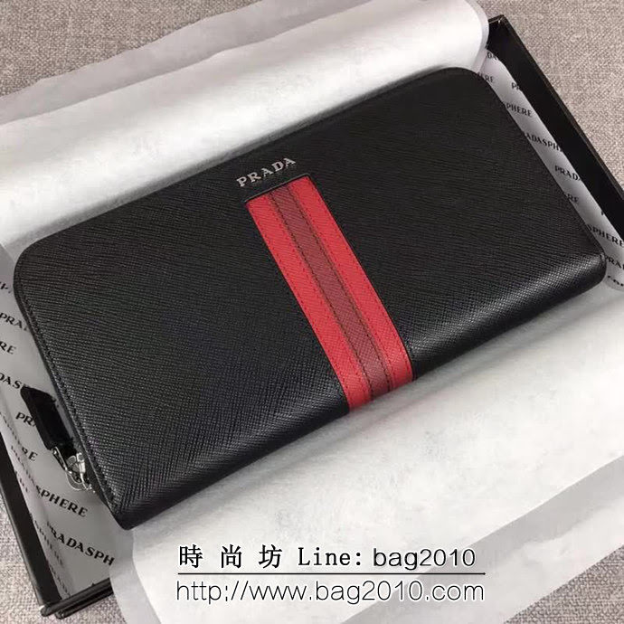 PRADA普拉達 專櫃最新款式 男士單拉鏈錢包 2ML317 DD1510